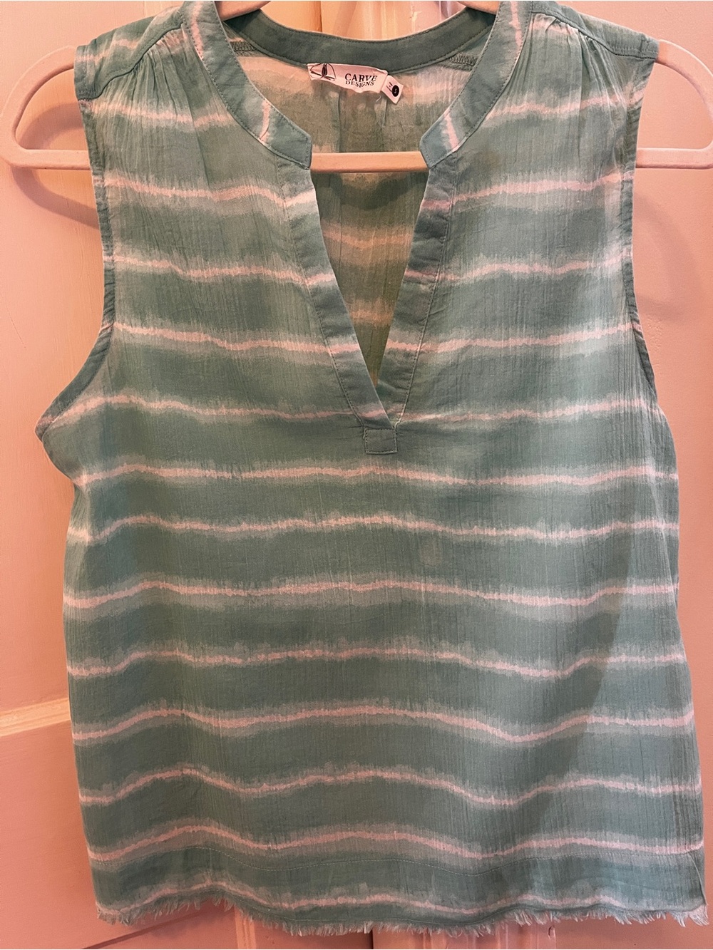Carve Designs mint green gauze tank top